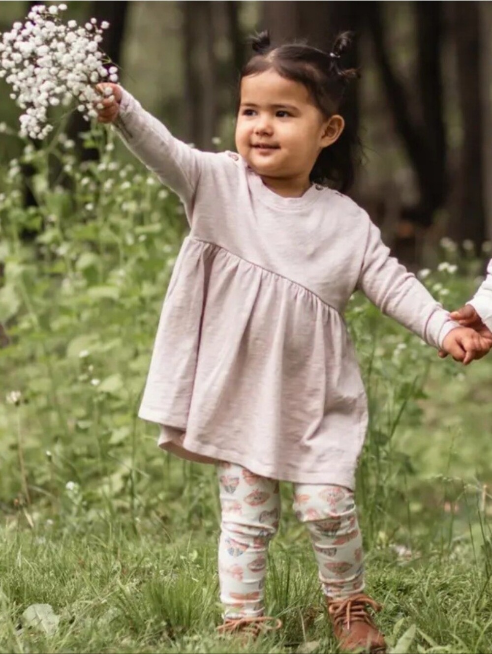 Burtr's Bee's Girl's Chunky Slub Tunic & Boho Butterfly Leggings Set, Size 3T